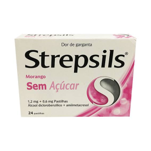 Strepsils Morango Sem Acar 1.2 mg + 0.6 mg x24 