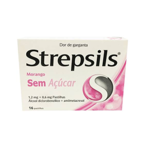 Strepsils Morango Sem Acar 1.2 mg + 0.6 mg x16